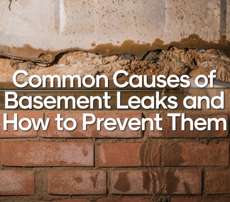 A photo of a basement with a leaky wall