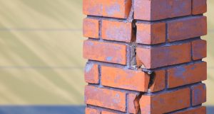 Cracked brick column