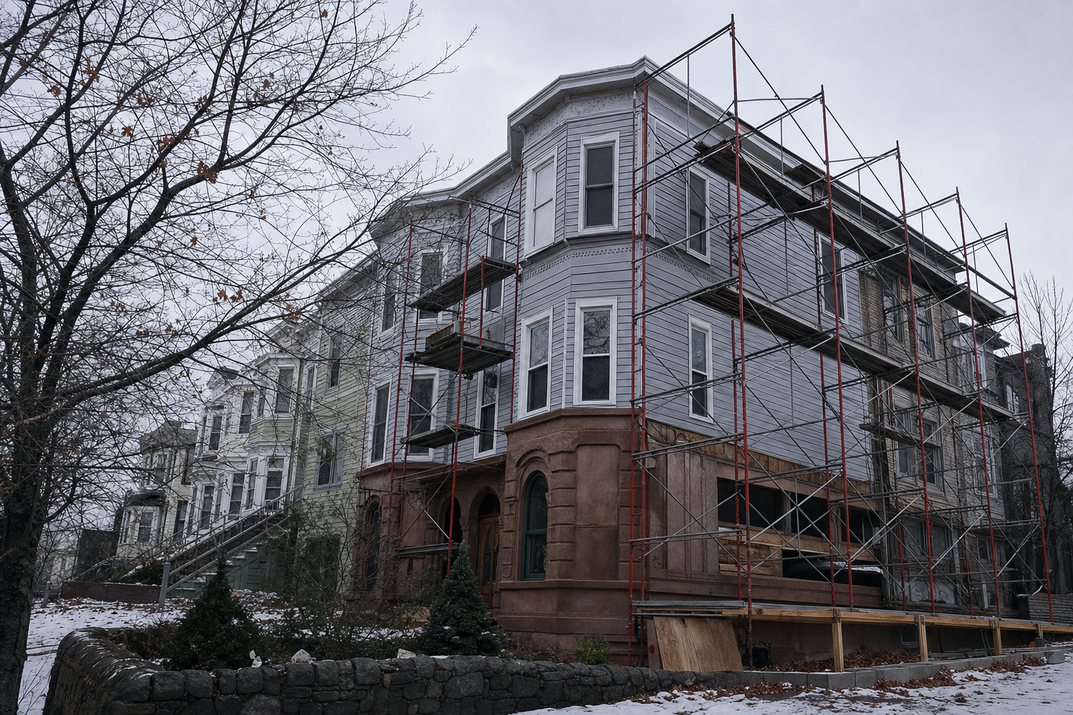 Greenwich CT brownstone-foundation row houses: special considerations