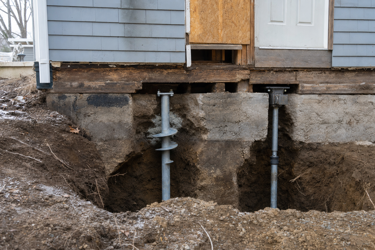 Helical piers vs push piers · which foundation repair is right